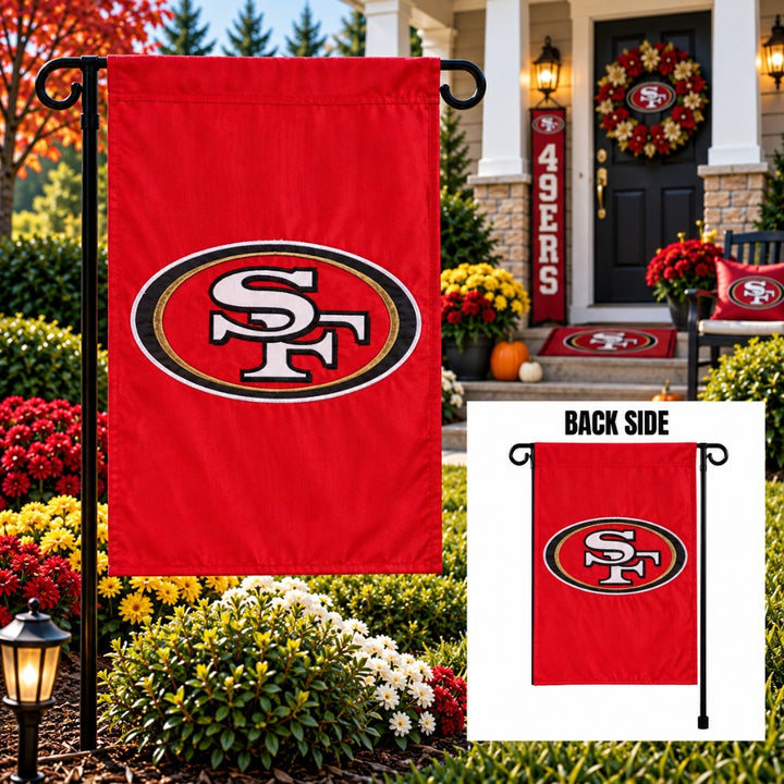 San Francisco 49ers Garden Flag 2 Sided Applique Logo heartlandflags