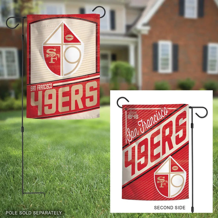 San Francisco 49ers Garden Flag 2 Sided Retro Classic Logo heartlandflags