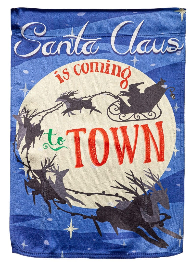 Santa Is Coming To Town Christmas Garden Flag 2 Sided heartlandflags