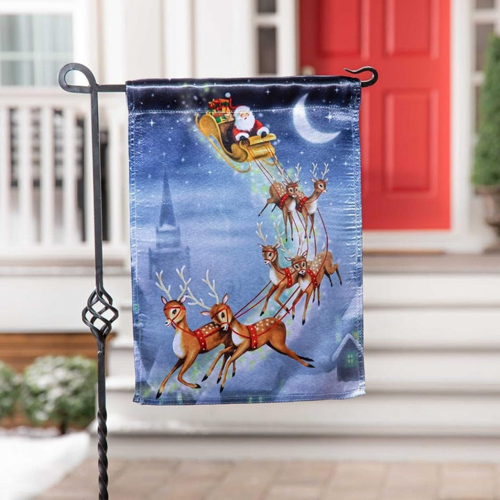 Santa Sleigh Christmas Garden Flag 2 Sided Lustre heartlandflags