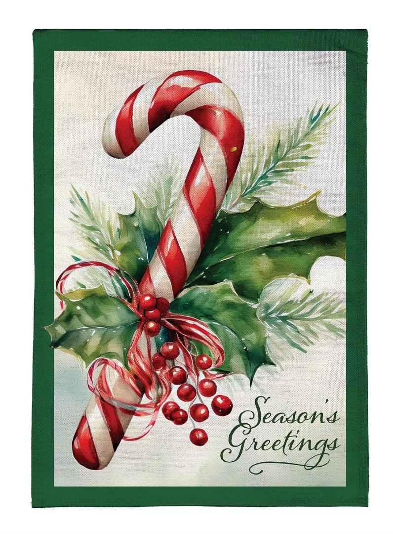 Season Greetings Candy Cane 2 Sided Banner heartlandflags