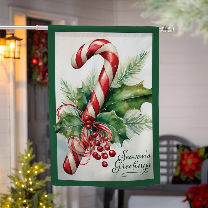 Season Greetings Candy Cane 2 Sided Banner heartlandflags