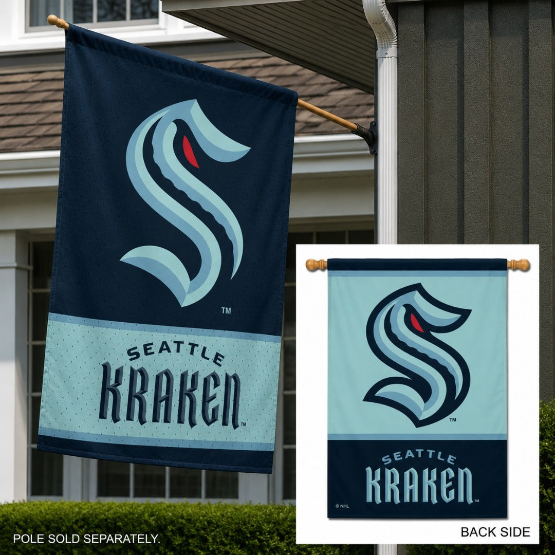 Seattle Kraken Banner 2 Sided Vertical Flag heartlandflags