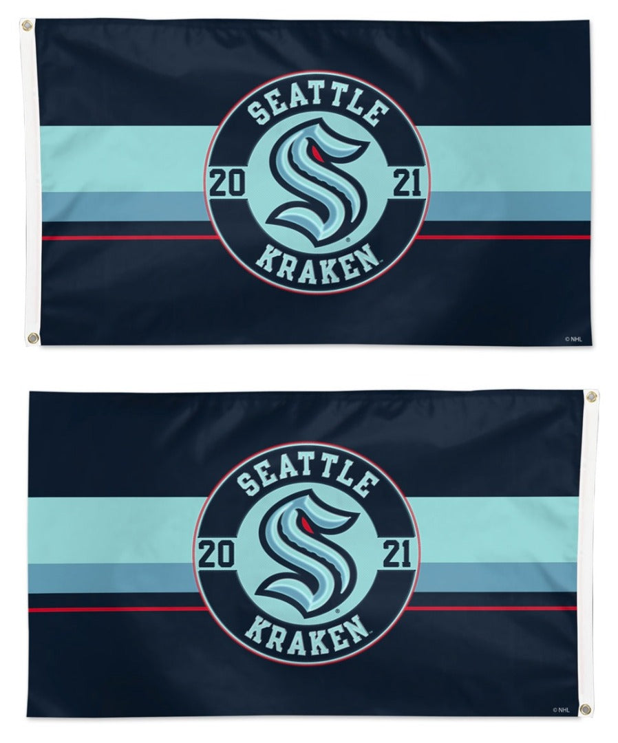 Seattle Kraken Embroidered Flag 2 Sided 3x5 heartlandflags