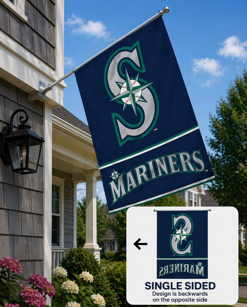 Seattle Mariners Banner House Secondary Logo Flag heartlandflags