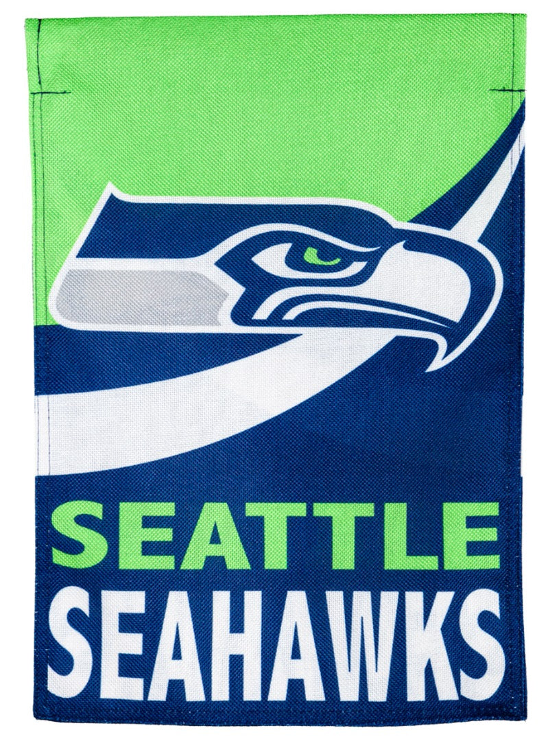 Seattle Seahawks 2 Sided Burlap Garden Flag Logo heartlandflags