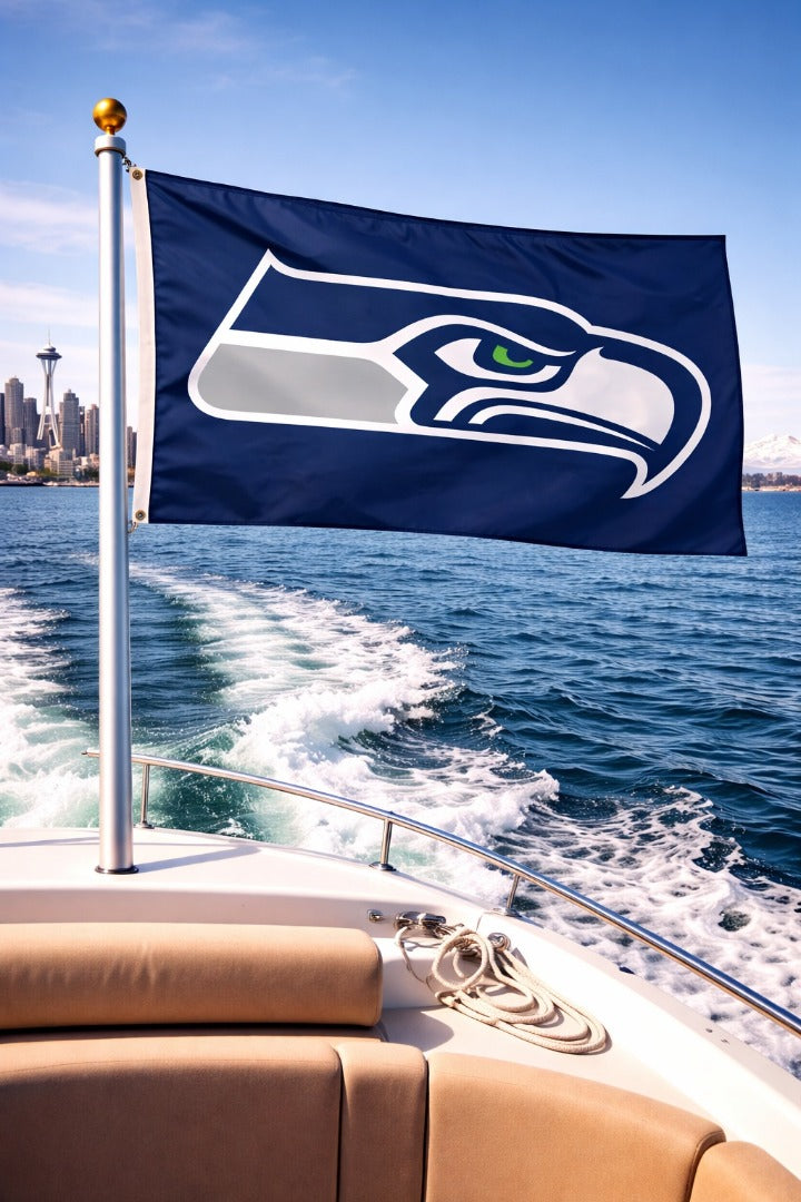 Seattle Seahawks 2 Sided Flag 12x18 Blue heartlandflags