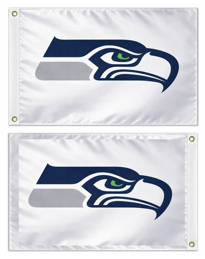 Seattle Seahawks 2 Sided Flag 12x18 White heartlandflags