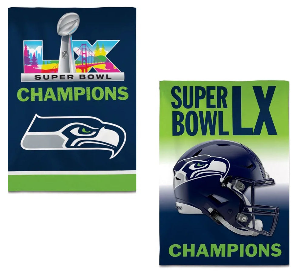 Seattle Seahawks 2 Sided Super Bowl LX Champions Banner heartlandflags
