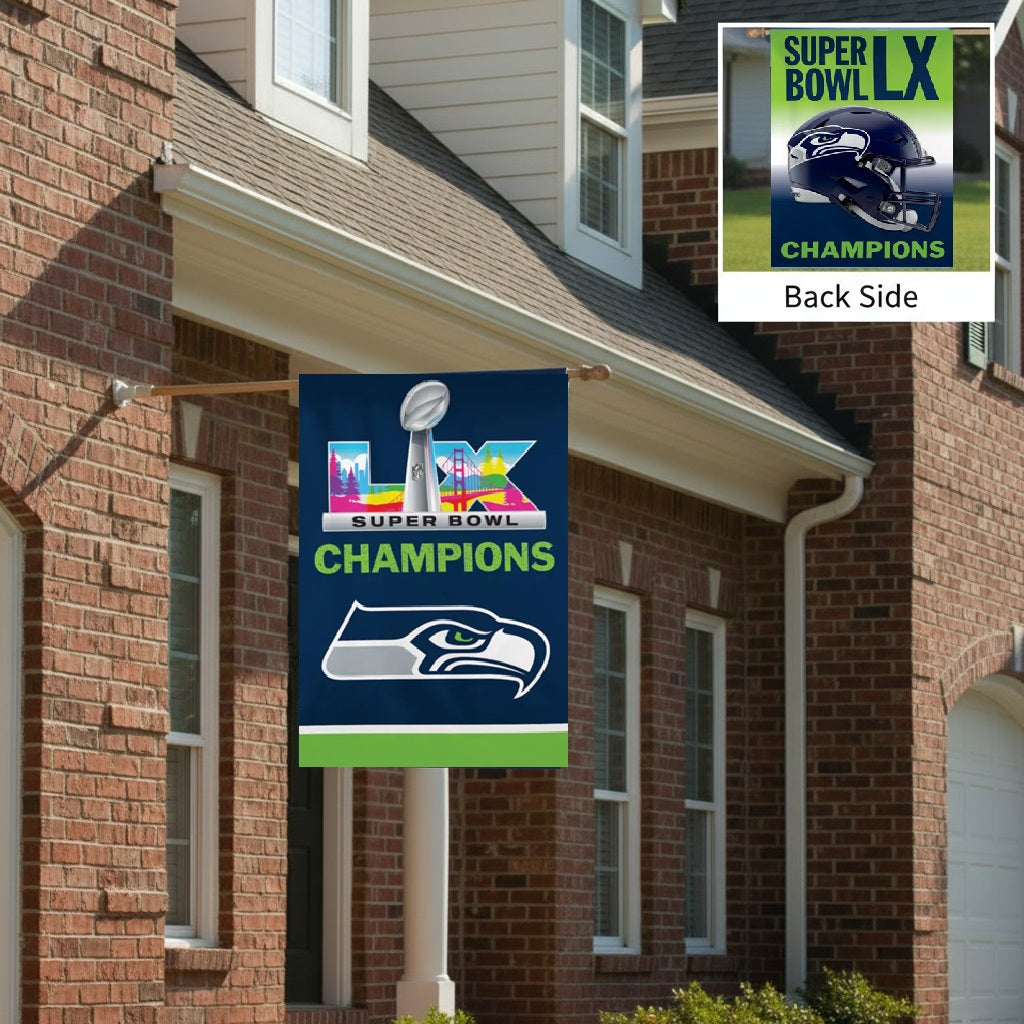 Seattle Seahawks 2 Sided Super Bowl LX Champions Banner heartlandflags