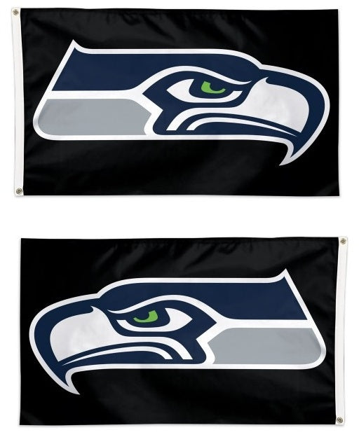 Seattle Seahawks Flag 3x5 Black Logo heartlandflags