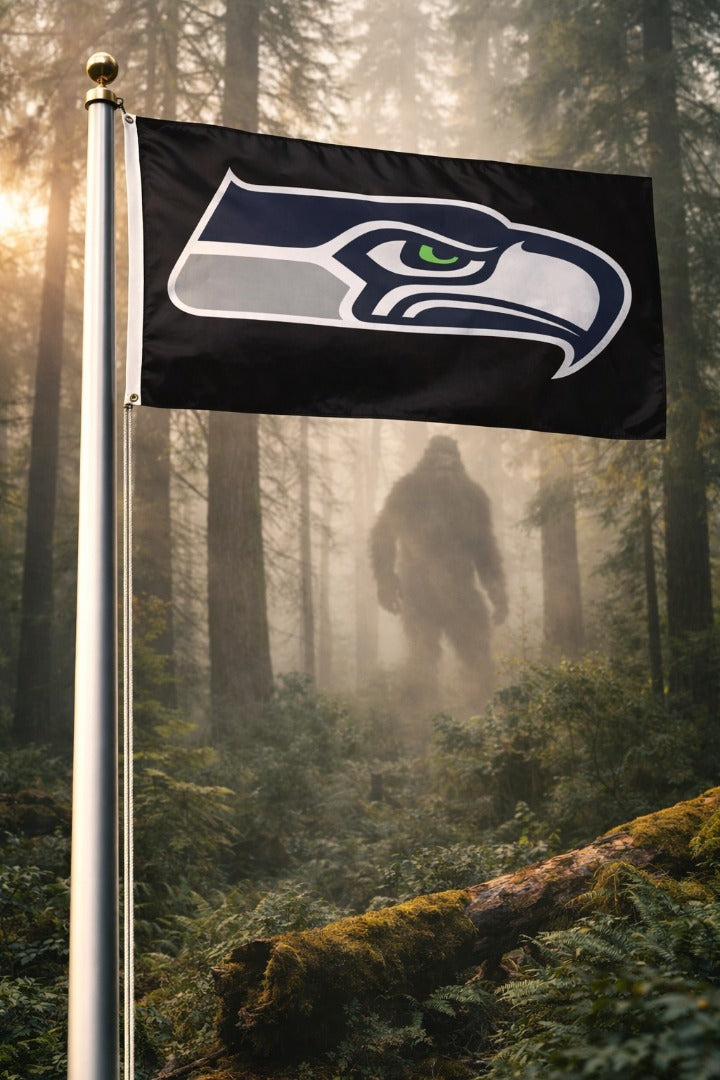 Seattle Seahawks Flag 3x5 Black Logo heartlandflags