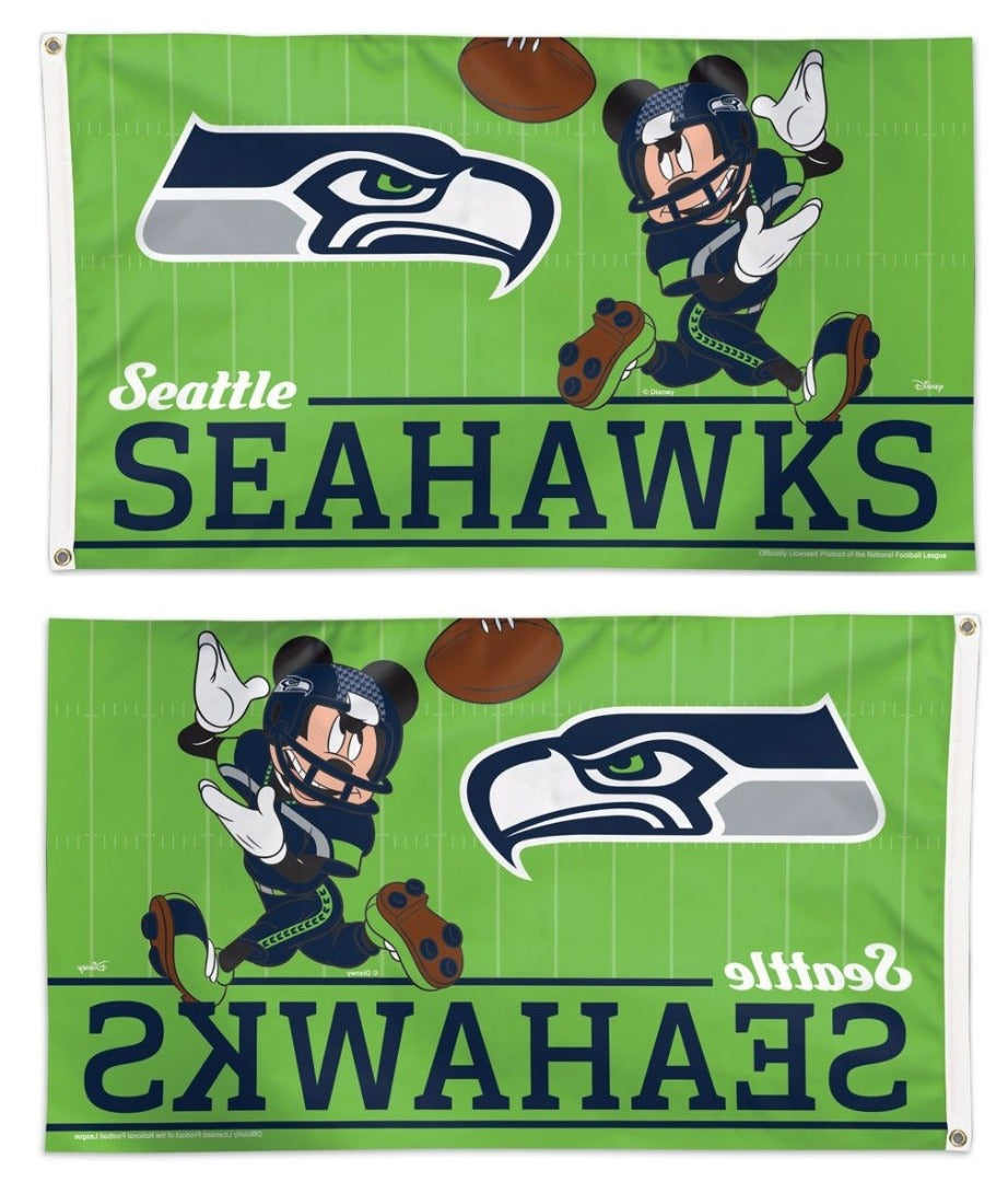 Seattle Seahawks Flag 3x5 Mickey Mouse Football heartlandflags