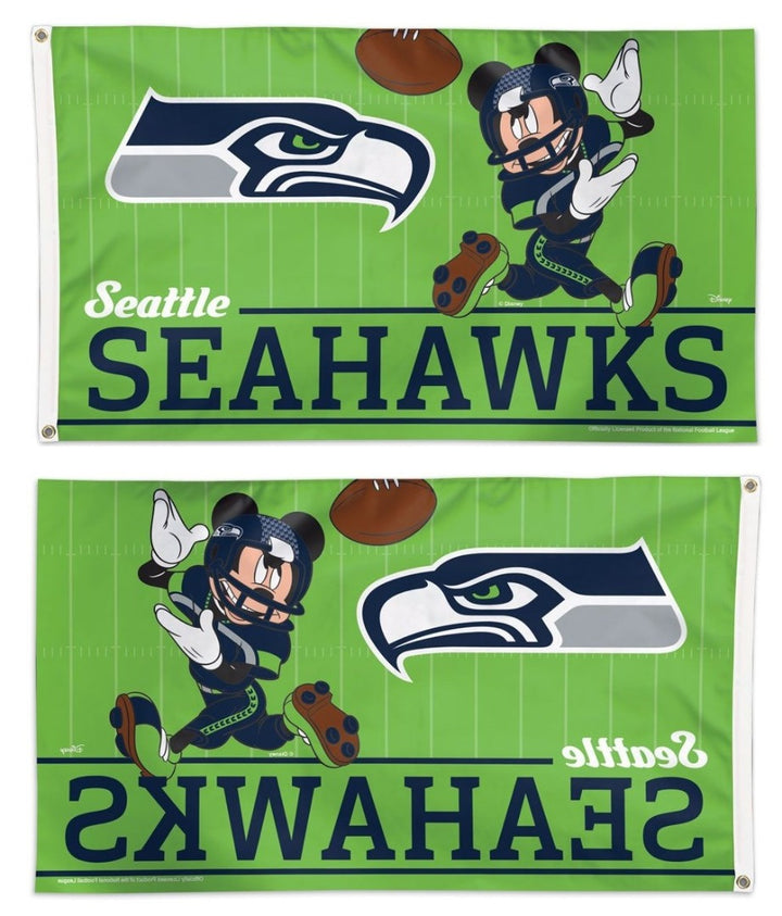 Seattle Seahawks Flag 3x5 Mickey Mouse Football heartlandflags