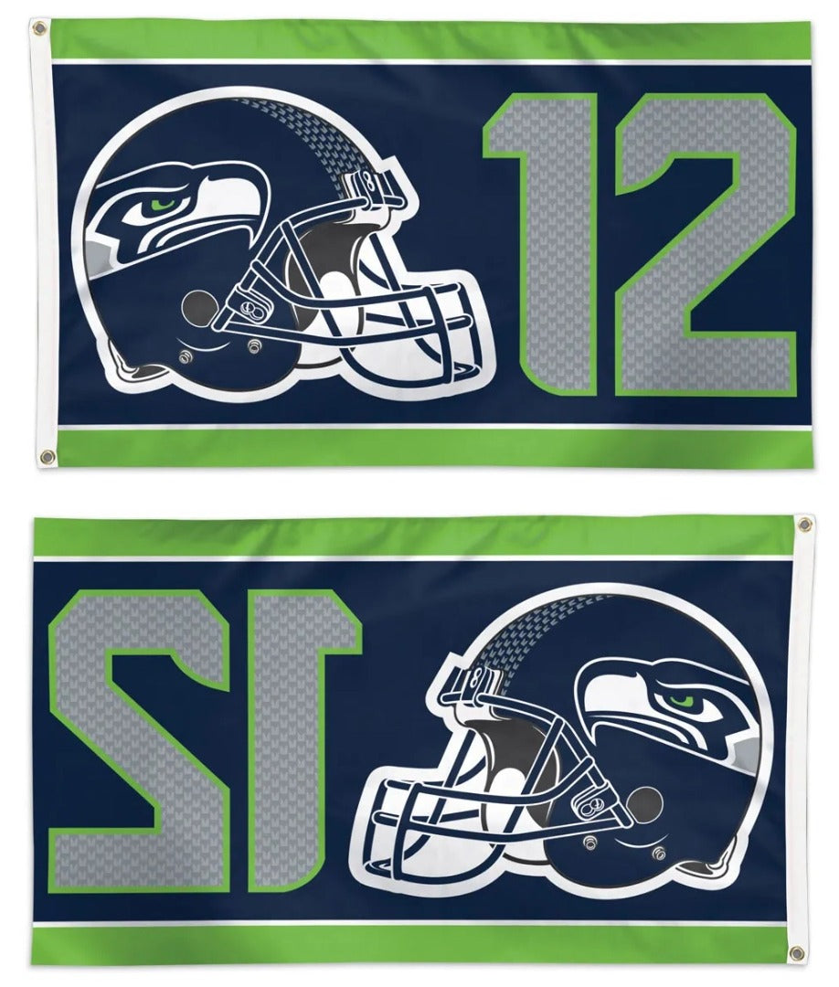 Seattle Seahawks Flag 3x5 Number 12 With Helmet heartlandflags