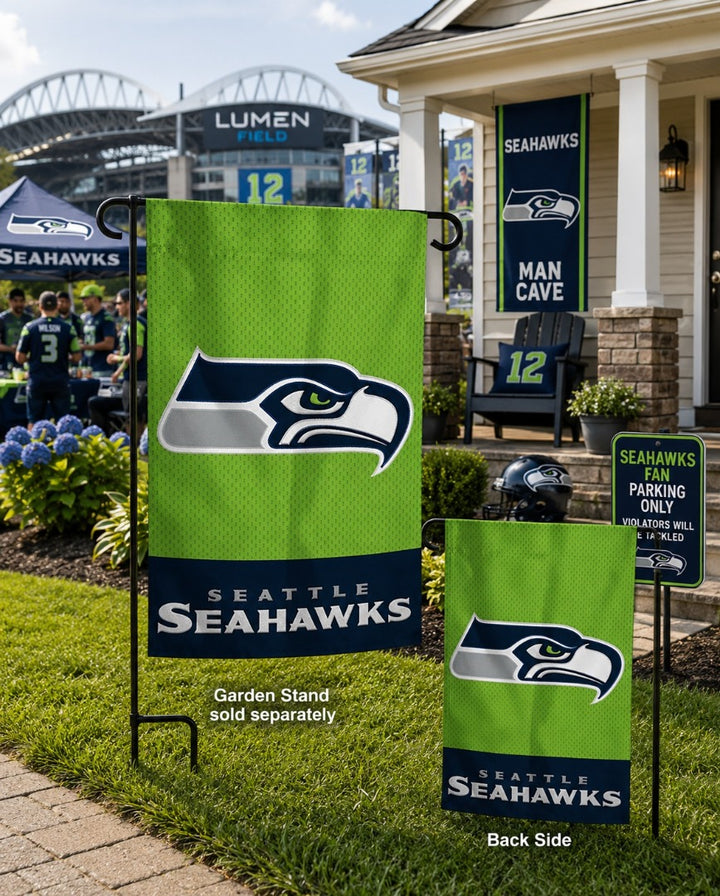 Seattle Seahawks Garden Flag Embroidered 2 Sided heartlandflags