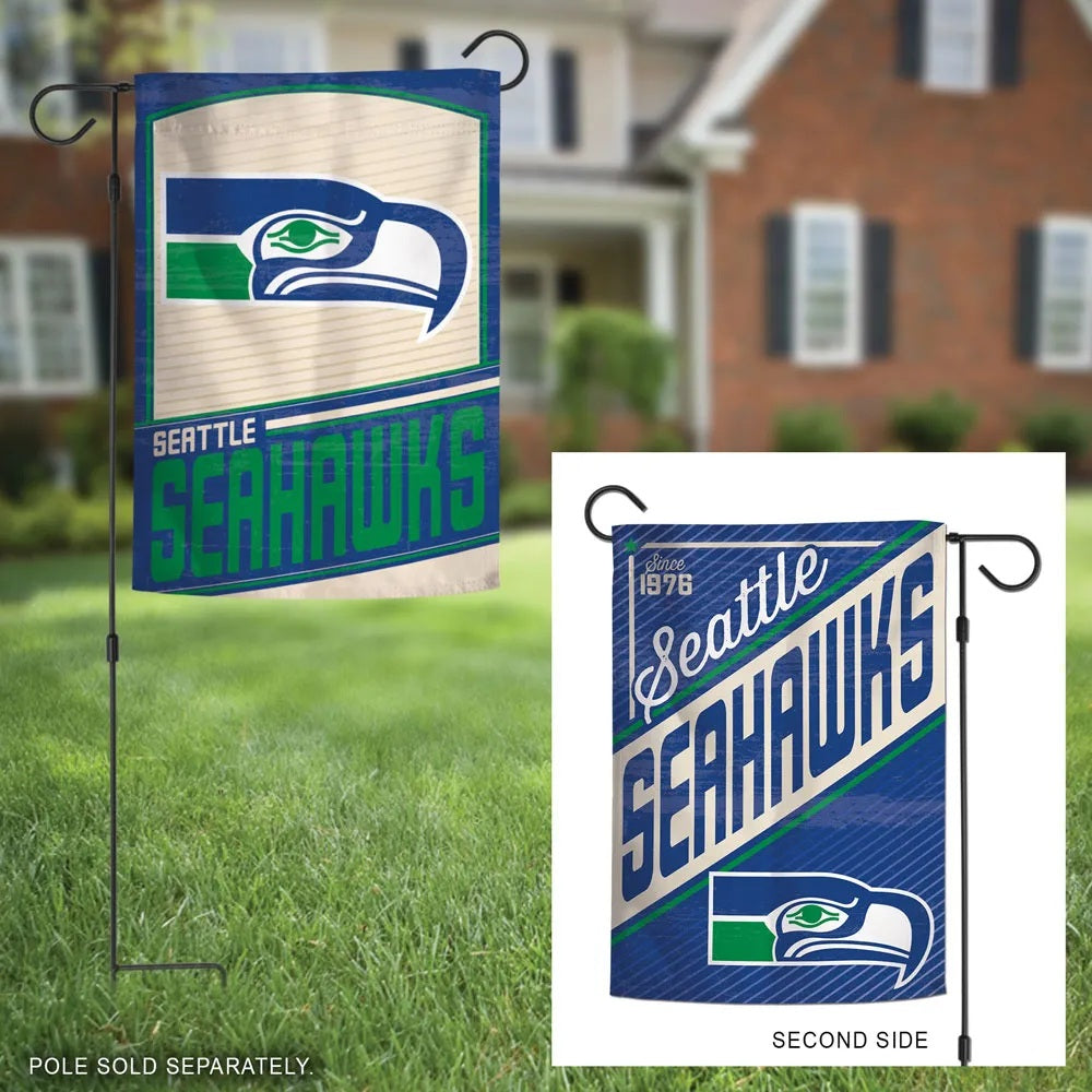 Seattle Seahawks Retro 2 Sided Garden Flag heartlandflags
