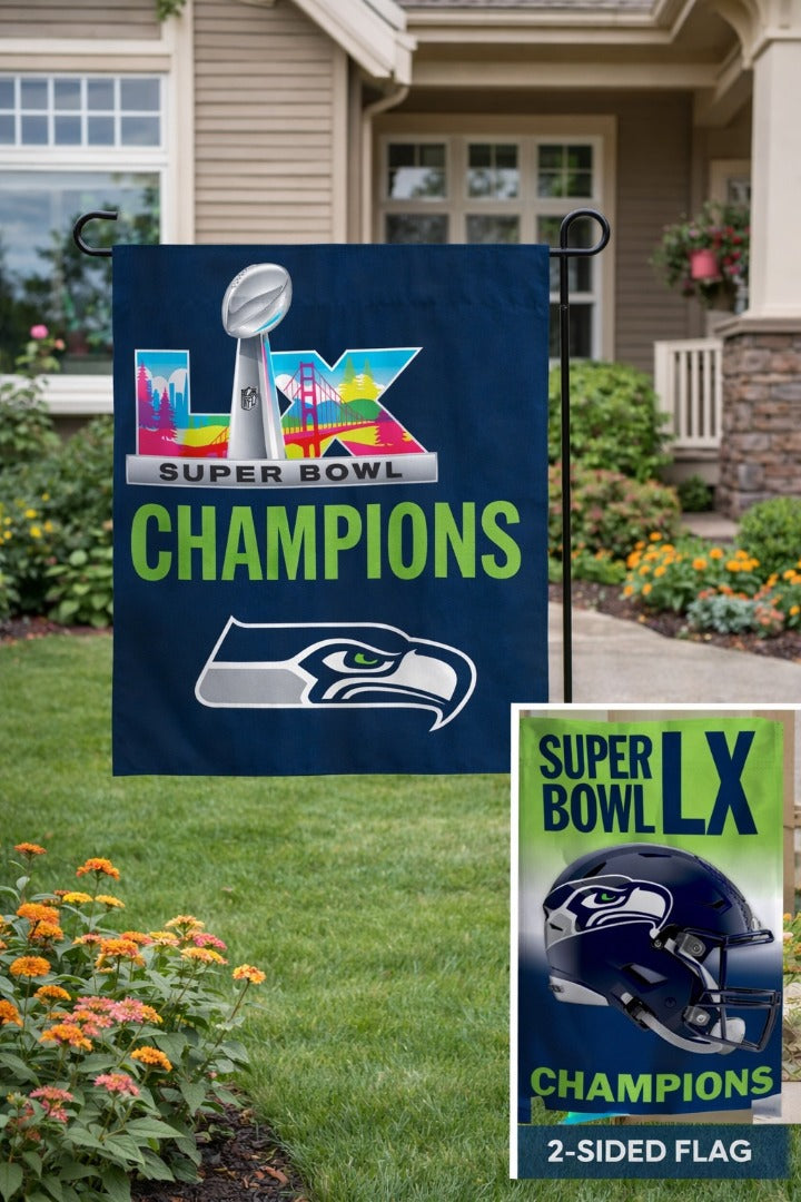 Seattle Seahawks Super Bowl LX Champions 2 Sided Garden Flag heartlandflags