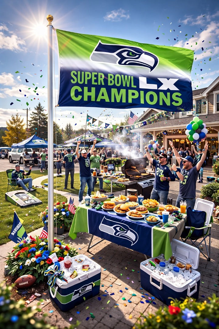 Seattle Seahawks Super Bowl LX Champions 3x5 Flag heartlandflags