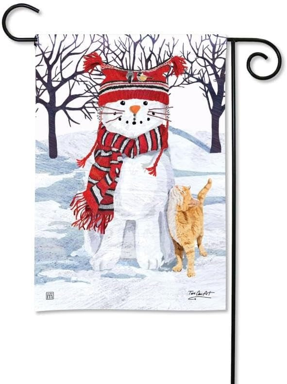 Snow Cat Winter Garden Flag heartlandflags