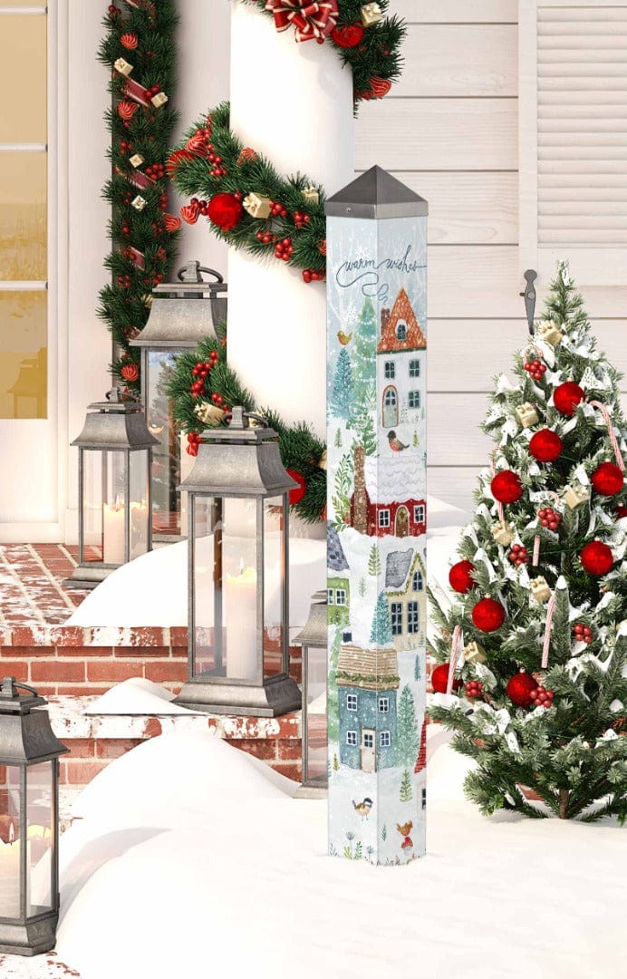 Snow Village Winter Art Pole 40 Inches Tall Painted Peace heartlandflags