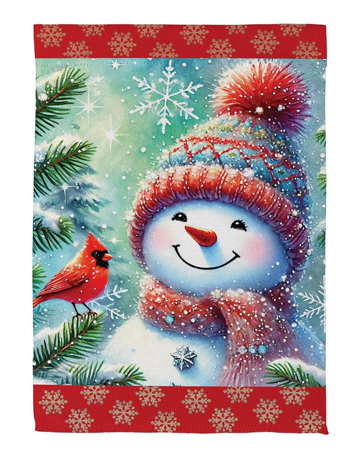 Snowman With Cardinal Friend 2 Sided Garden Flag heartlandflags