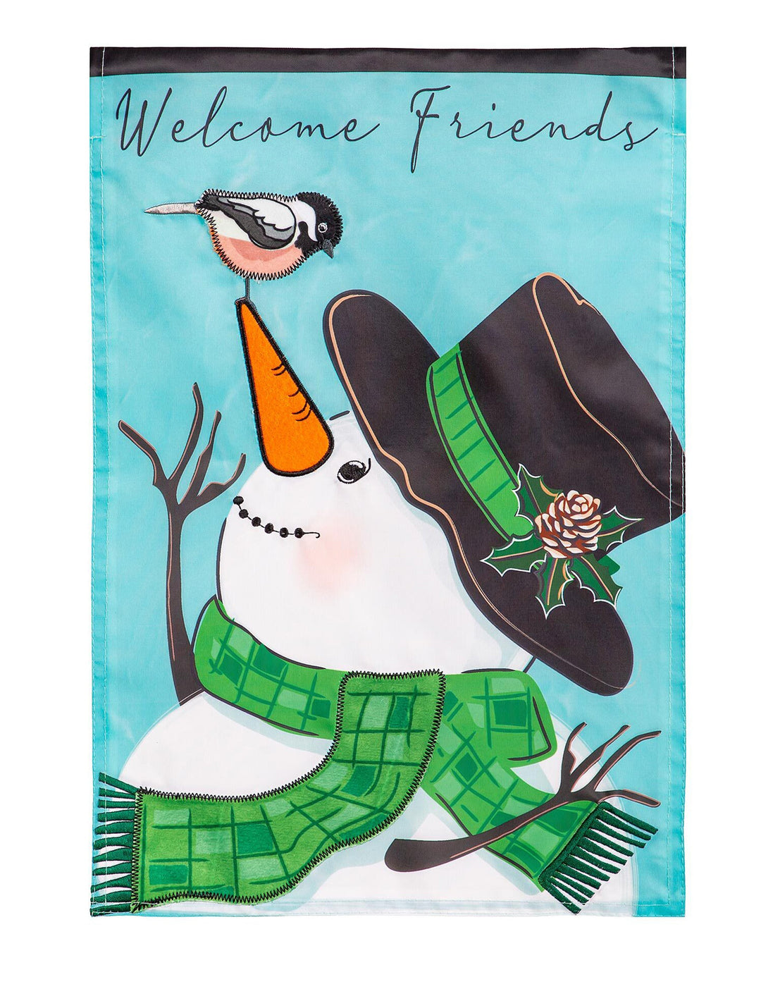 Snowman and Chickadee Banner 2 Sided heartlandflags