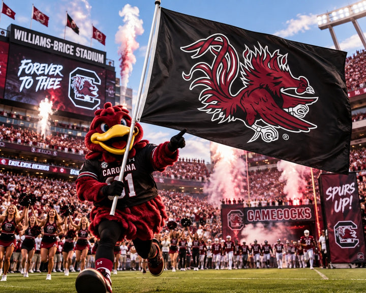 South Carolina Gamecocks Black 3x5 Logo Flag heartlandflags