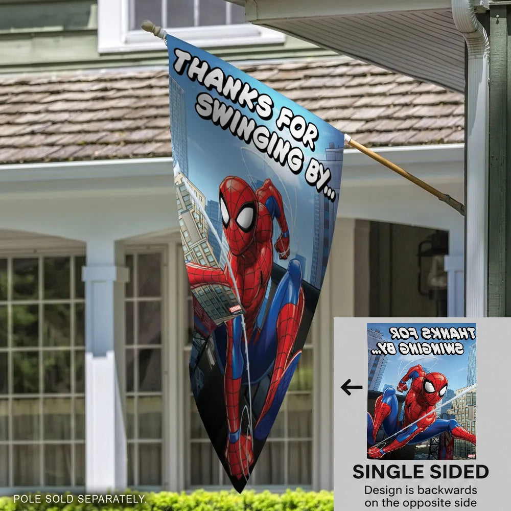 Spiderman Thanks For Swinging By Banner heartlandflags