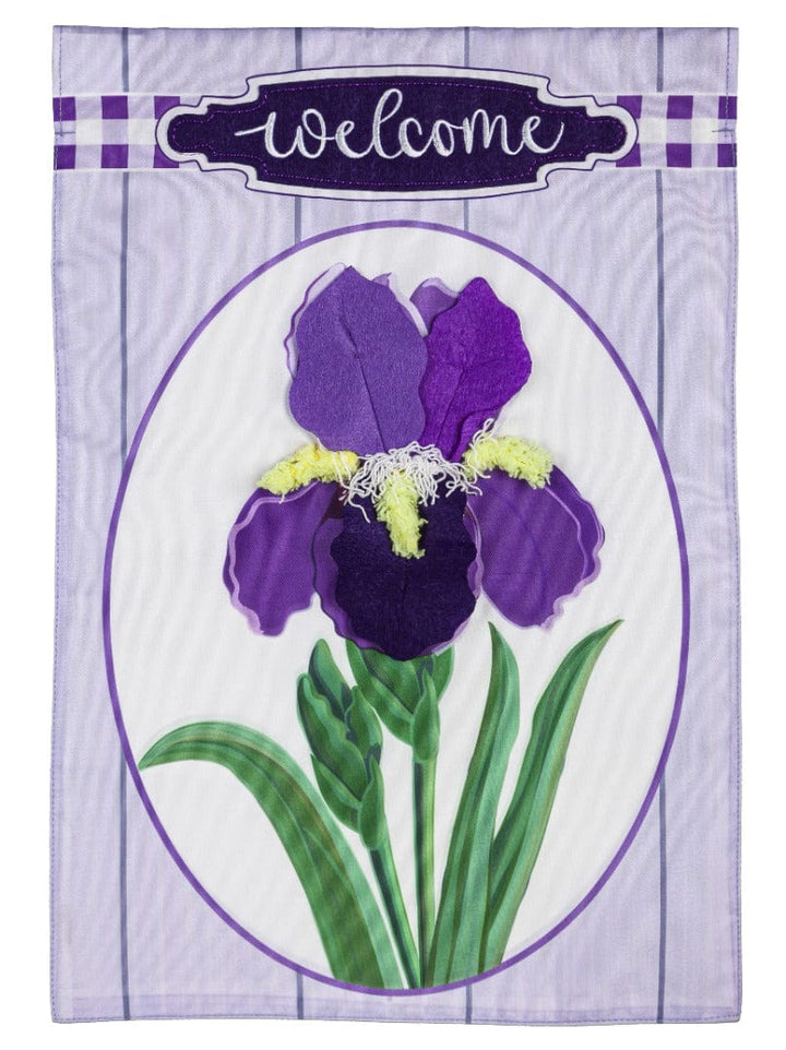 Spring Iris Welcome Garden Flag 2 Sided Applique heartlandflags