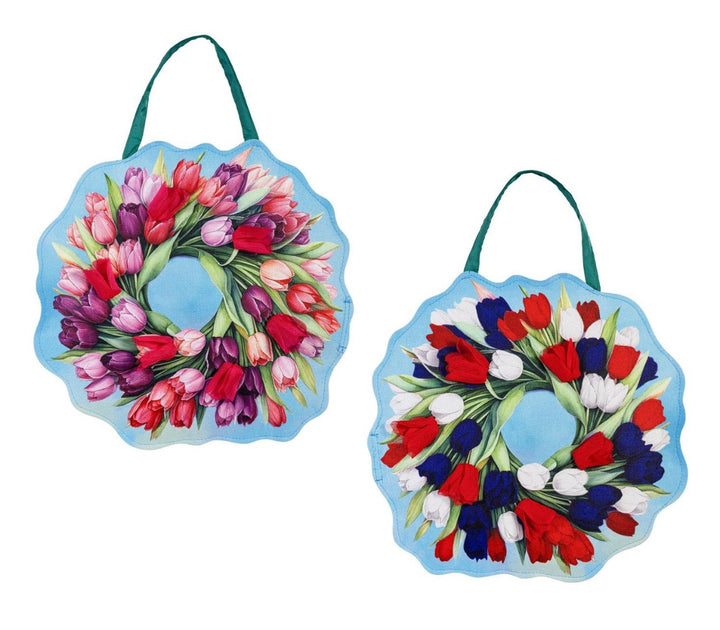 Spring - Patriotic Tulips Reversable Door Decoration heartlandflags