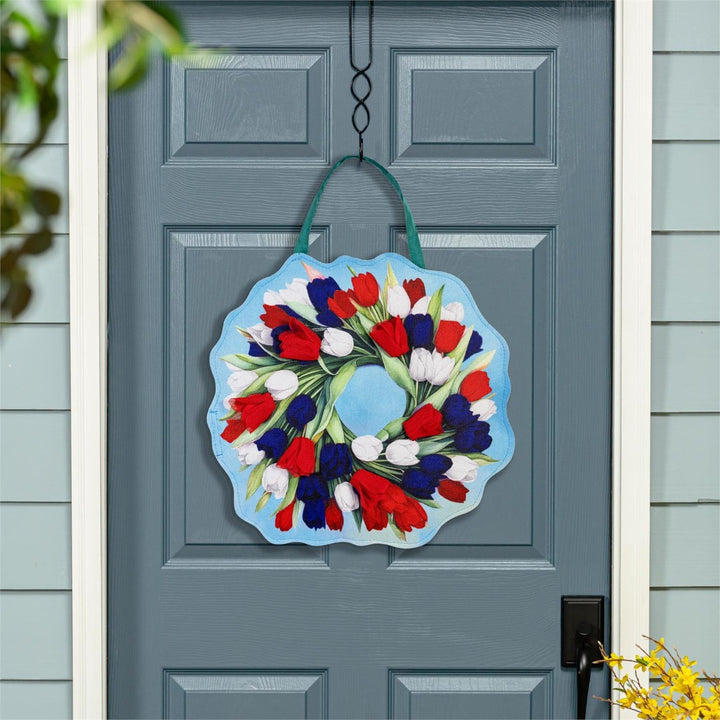 Spring - Patriotic Tulips Reversable Door Decoration heartlandflags