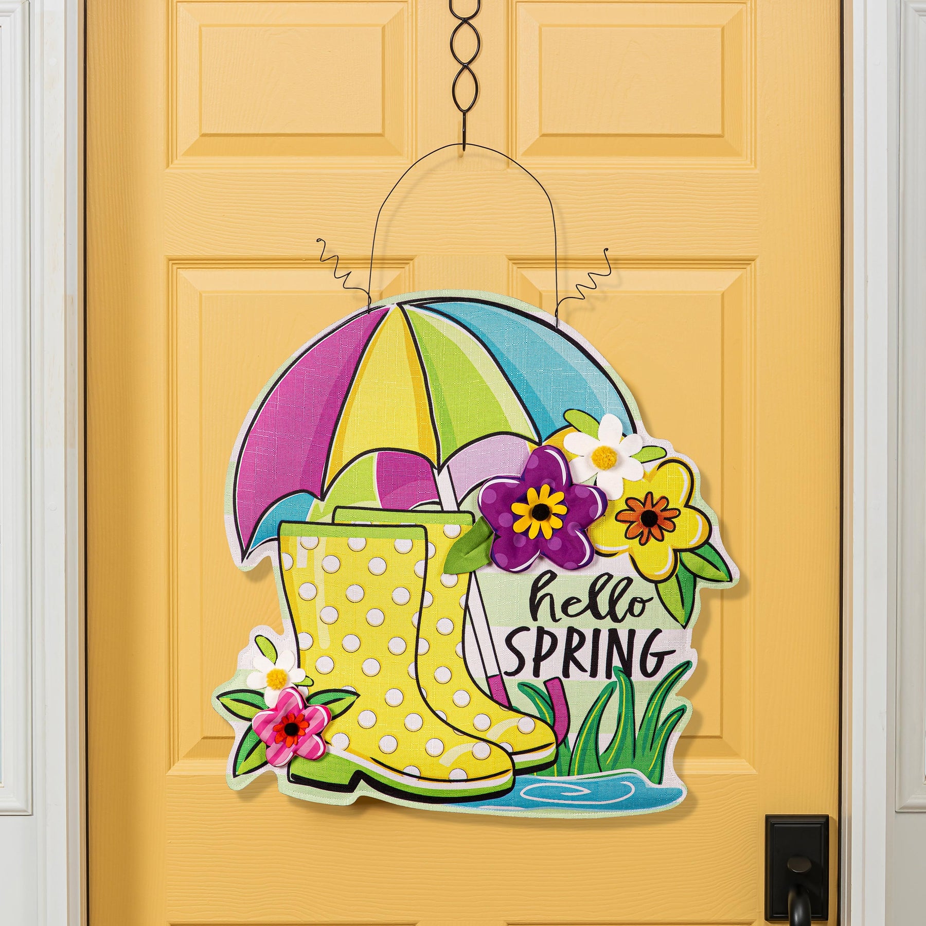 Spring and Summer Hello Door Decoration Reversible