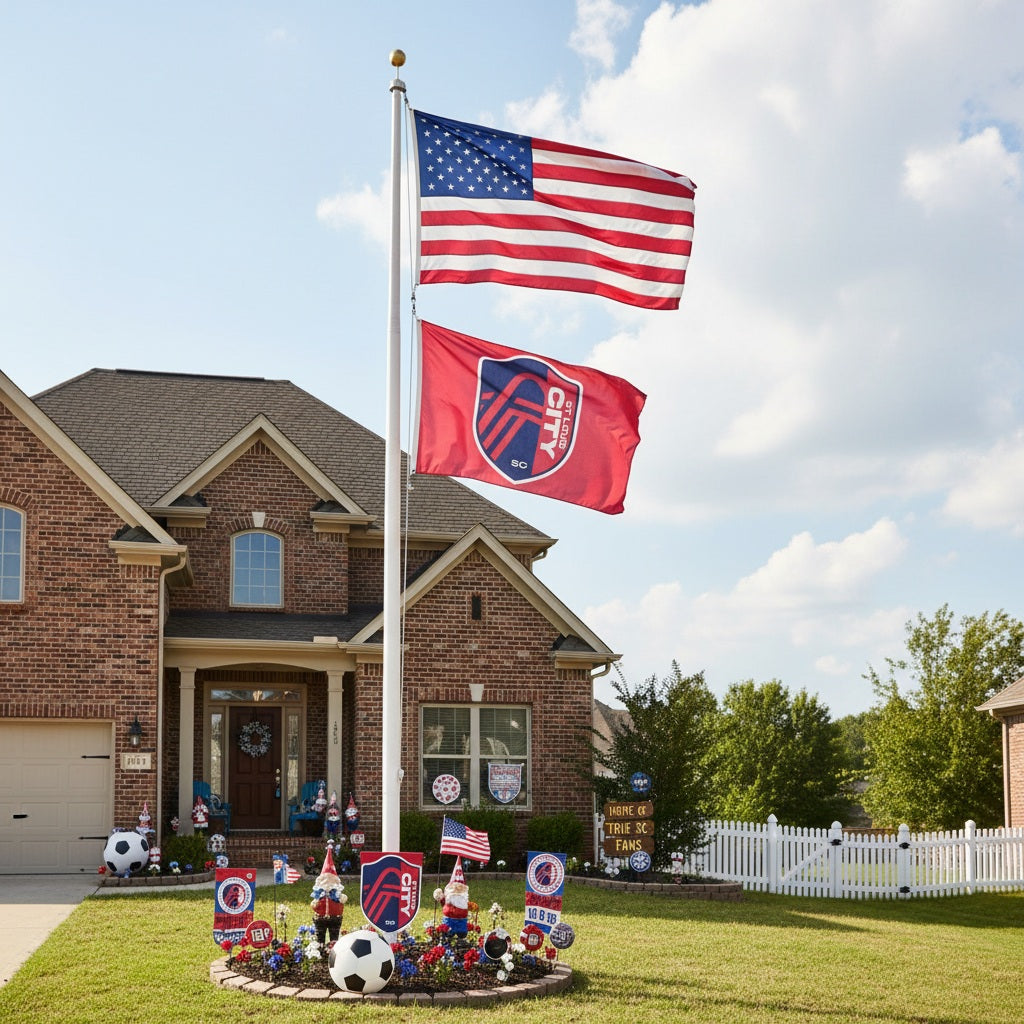 St Louis City SC 2 Sided Red Flag 3x5 heartlandflags