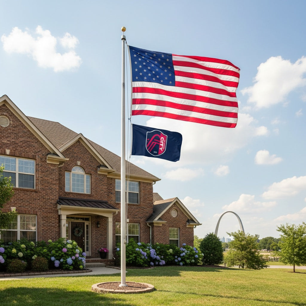 St Louis City SC Flag 3x5 Logo Blue heartlandflags