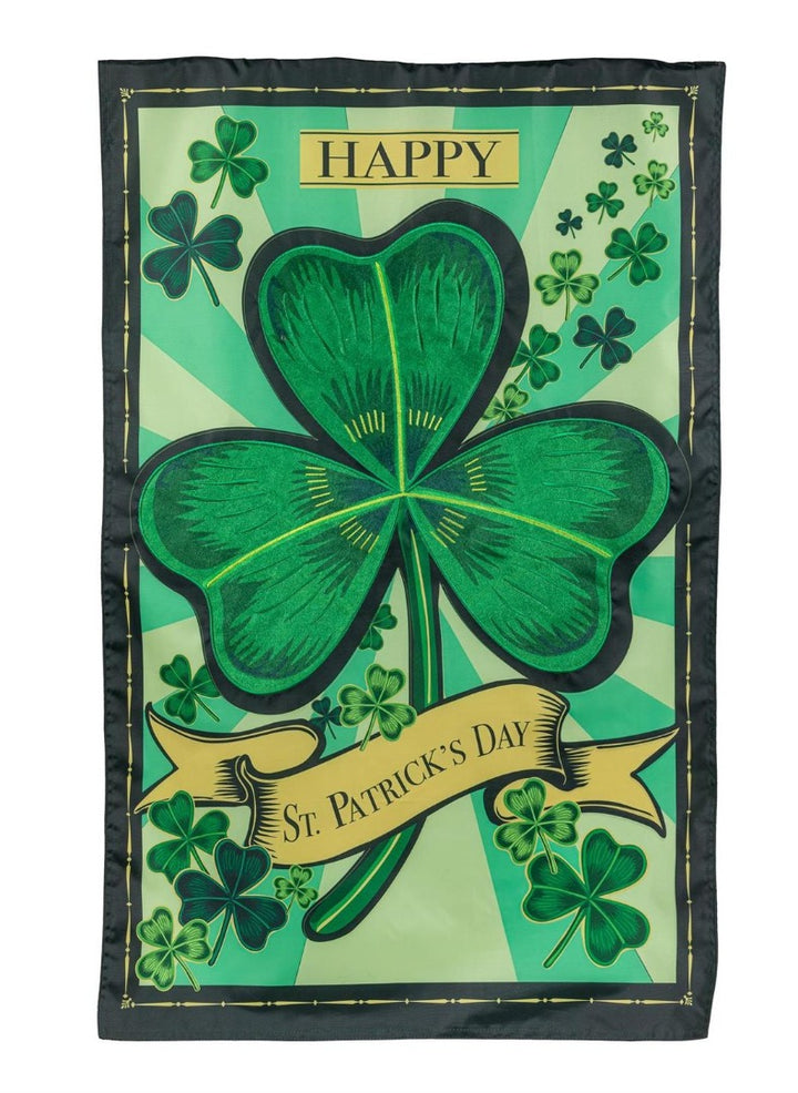 St Patrick's Day Shamrock 2 Sided Banner heartlandflags