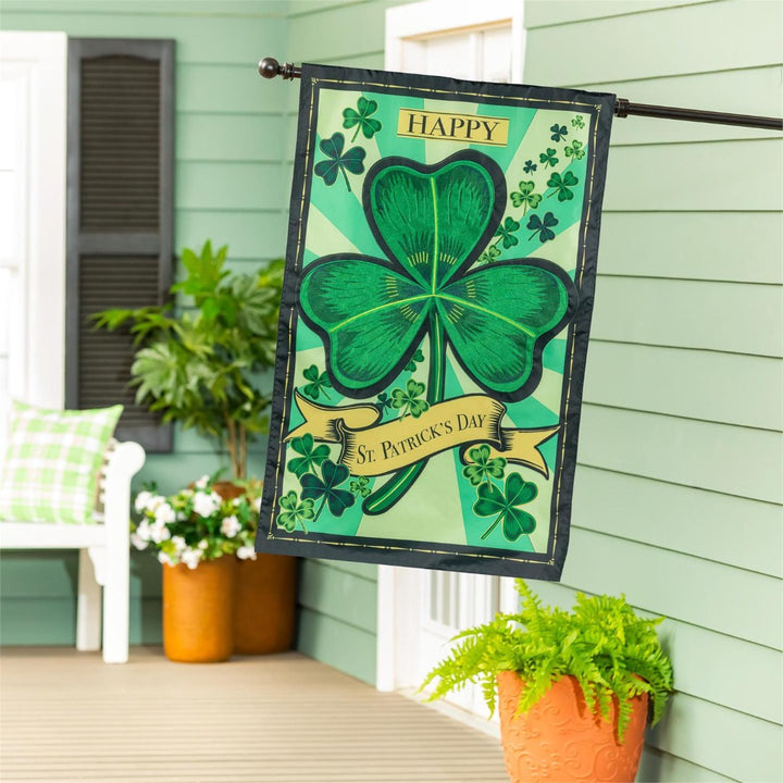 St Patrick's Day Shamrock 2 Sided Banner heartlandflags
