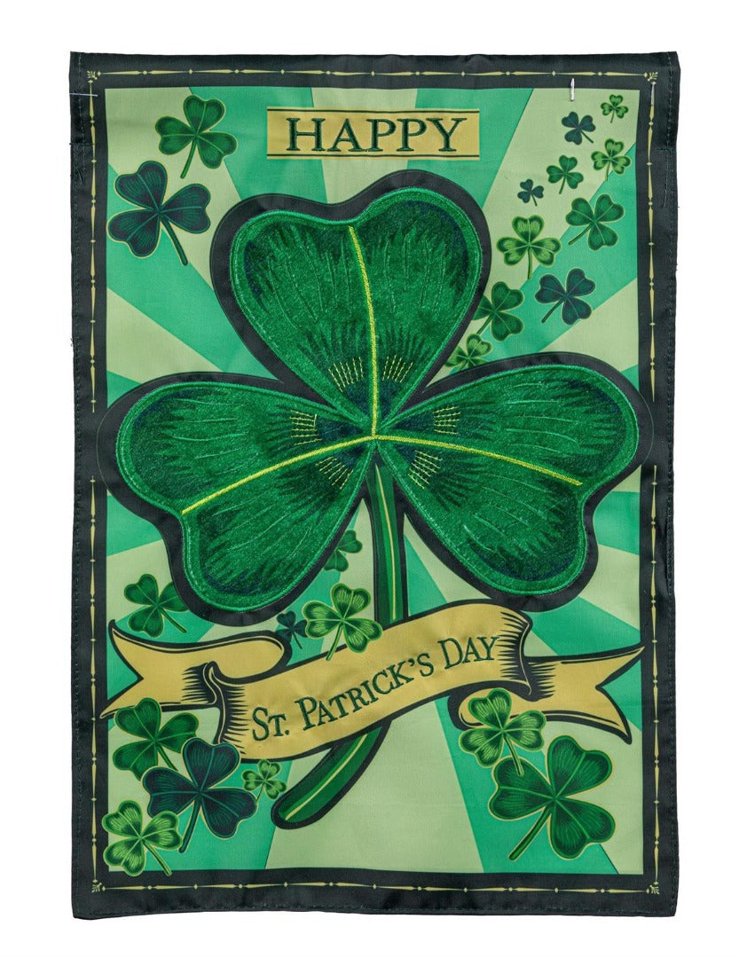 St Patrick's Day Shamrock 2 Sided Garden Flag heartlandflags