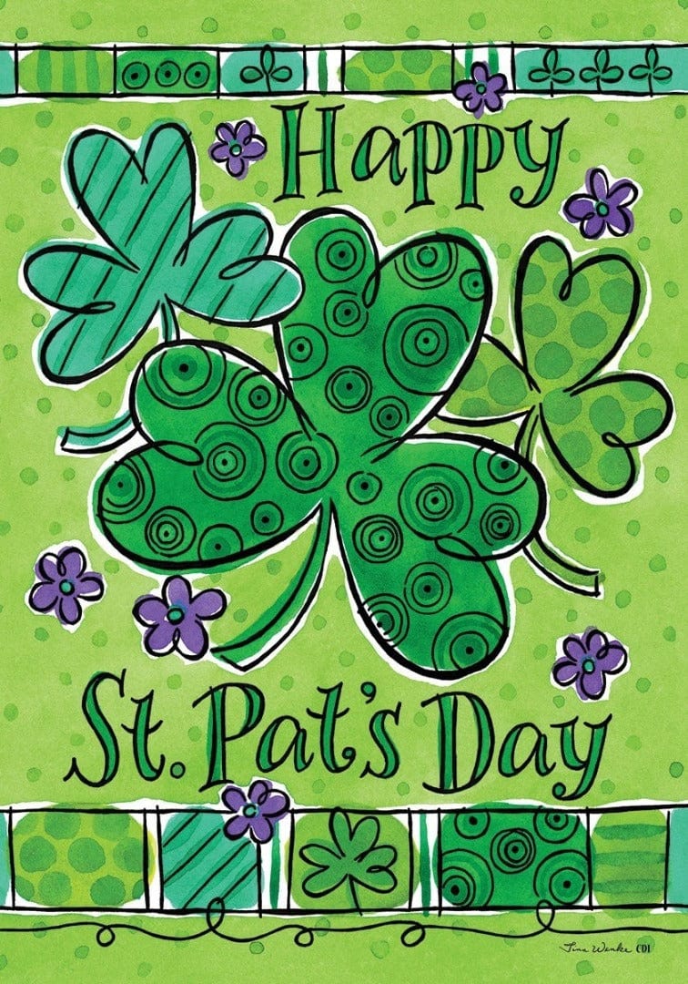 St Patricks Clover Trio Garden Flag 2 sided heartlandflags