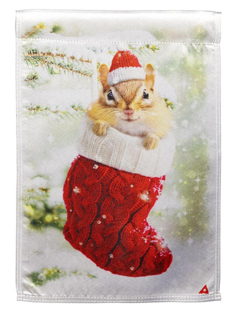 Stocking Chipmunk 2 Sided Garden Flag heartlandflags