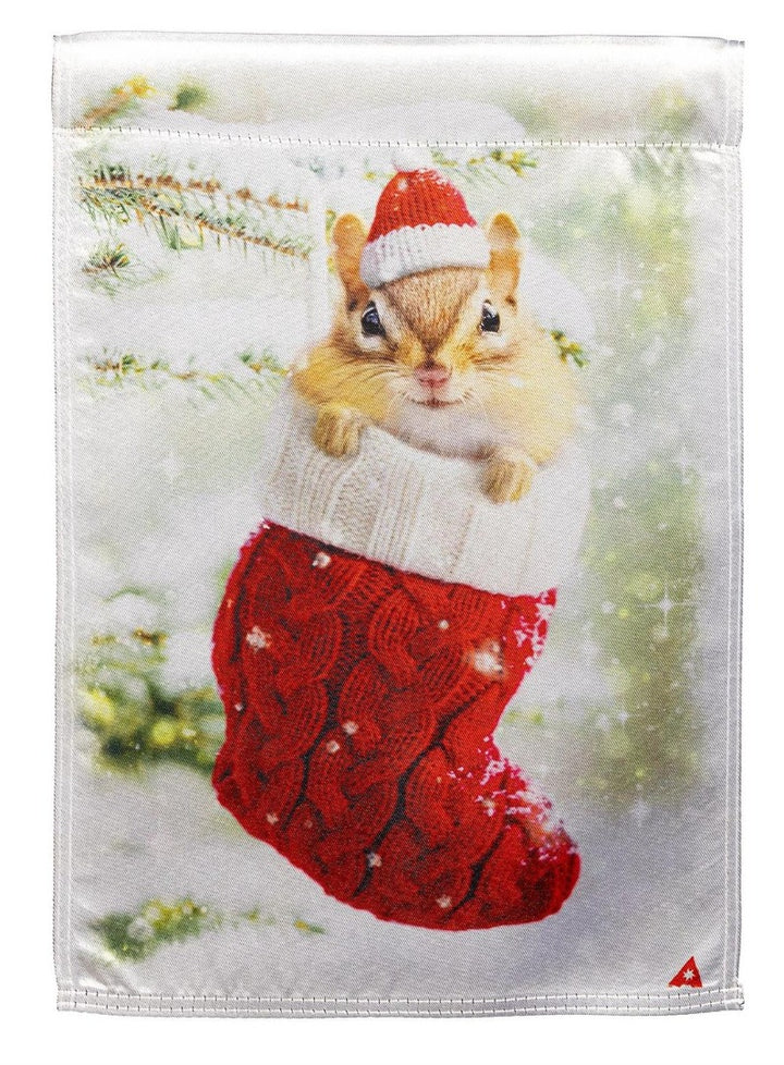Stocking Chipmunk 2 Sided Garden Flag heartlandflags