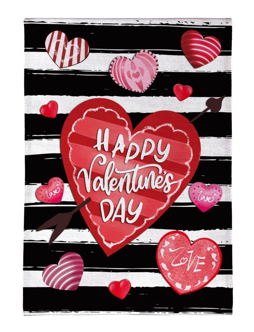 Striped Hearts 2 Sided Garden Flag heartlandflags