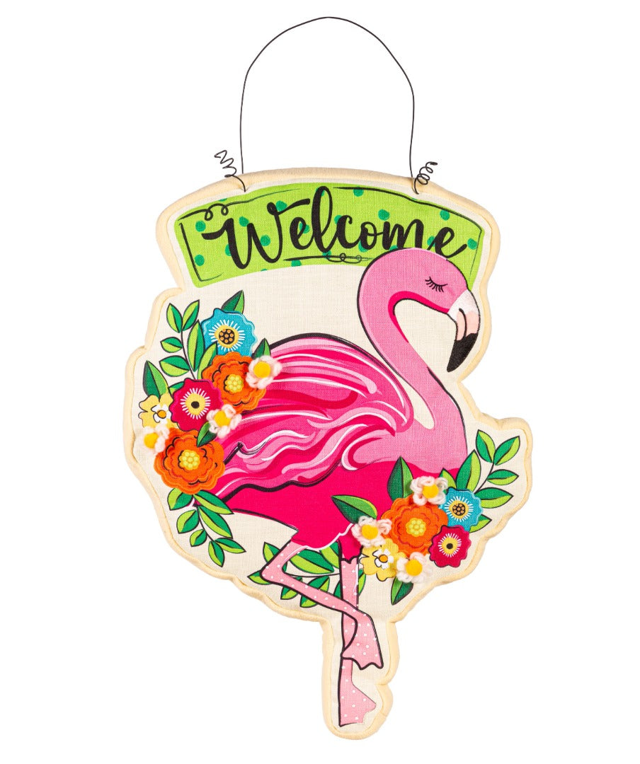 Summer Floral Flamingo Door Decoration heartlandflags