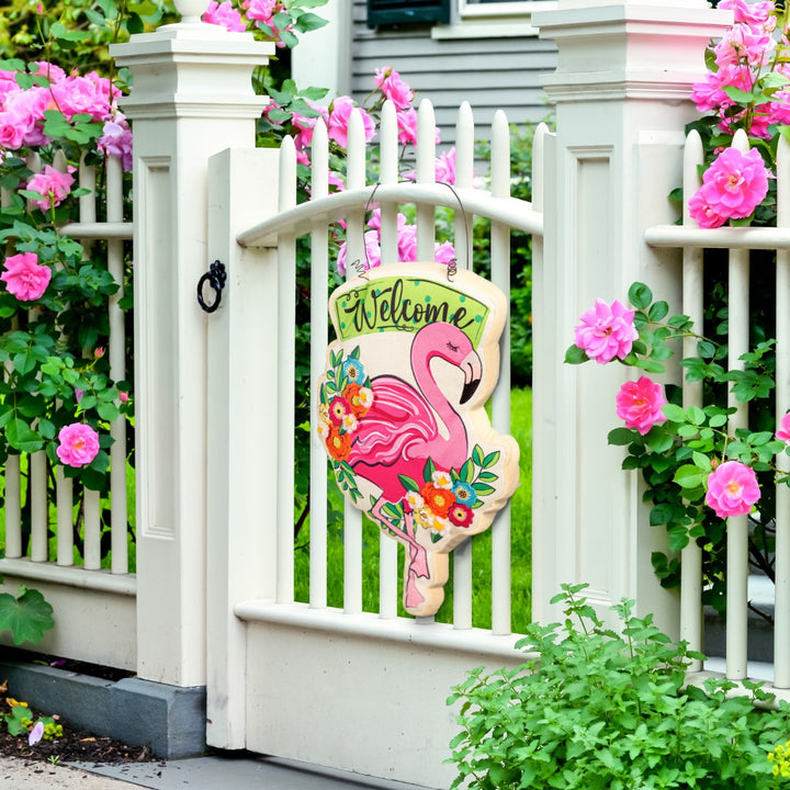 Summer Floral Flamingo Door Decoration heartlandflags