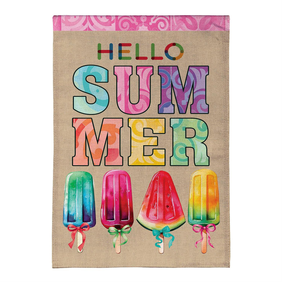 Summer Popsicle 2 Sided Garden Flag Burlap heartlandflags