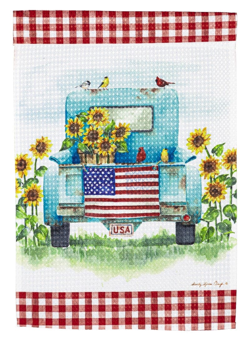 Sunflower Truck Garden Flag 2 Sided Patriotic heartlandflags