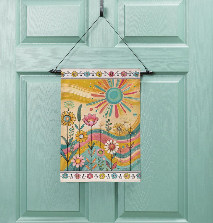 Sunny Field 2-Sided Burlap Garden Flag | Boho Floral | 12.5" x 18" heartlandflags