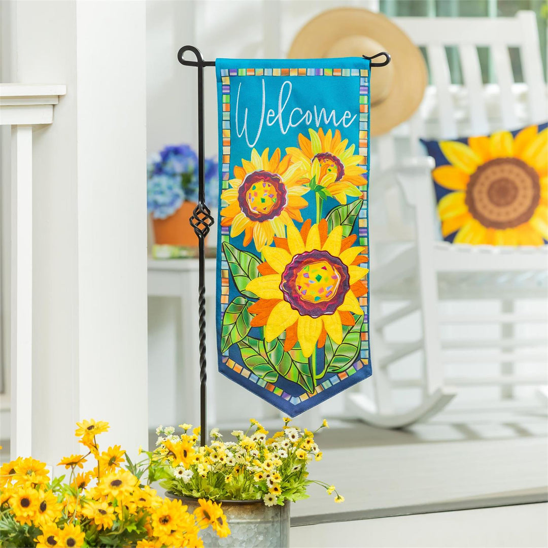 Sunflower Garden Welcome 2 Sided Long Garden Flag