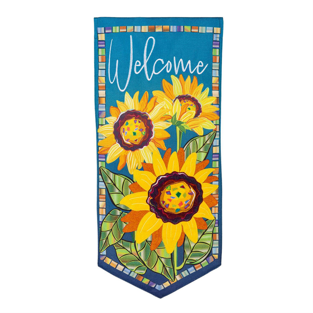 Sunflower Garden Welcome 2 Sided Long Garden Flag