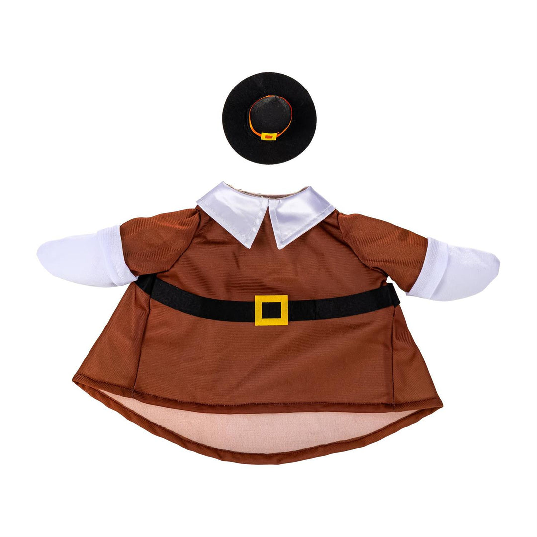 Harvest Pilgrim outfit for 21 inch Giddy the Goose porch statue with traditional Pilgrim hat and brown tunic